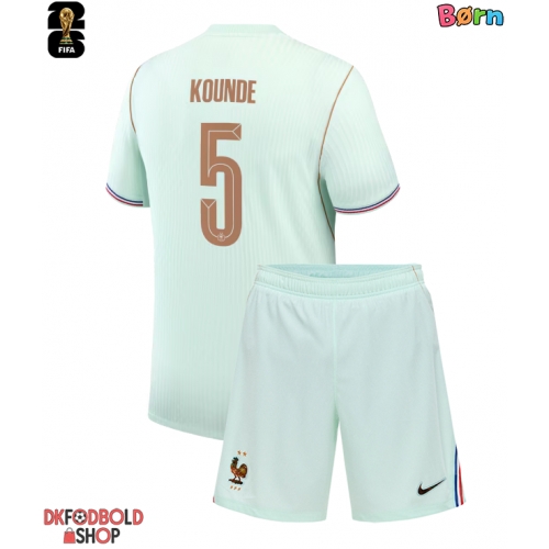 Frankrig Jules Kounde #5 Udebanesæt Børn VM 2026 Kort ærmer (+ korte bukser)